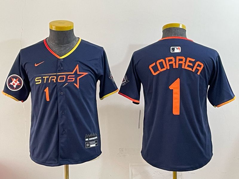 Youth 2025 Houston Astros #1 Correa blue Nike MLB Jersey 0042